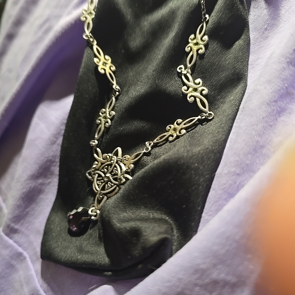 Ornate Silver and Black Necklace